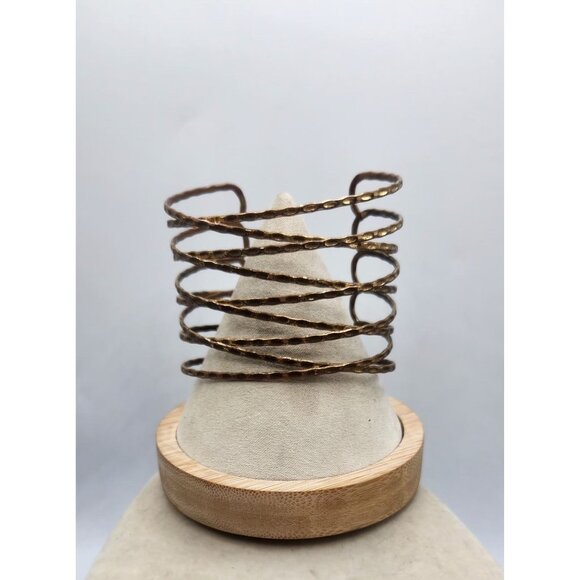 criss-cross Brass Tone cuff bracelet vintage - Picture 1 of 4